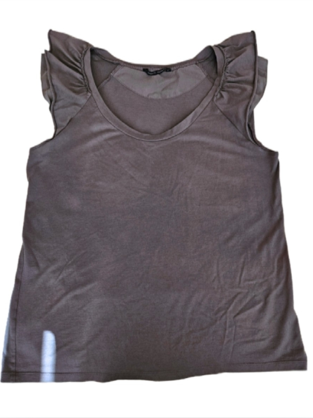 Banana Republic Ramona Ruffle Sleeve Scoop Neck Tank Top In Grey